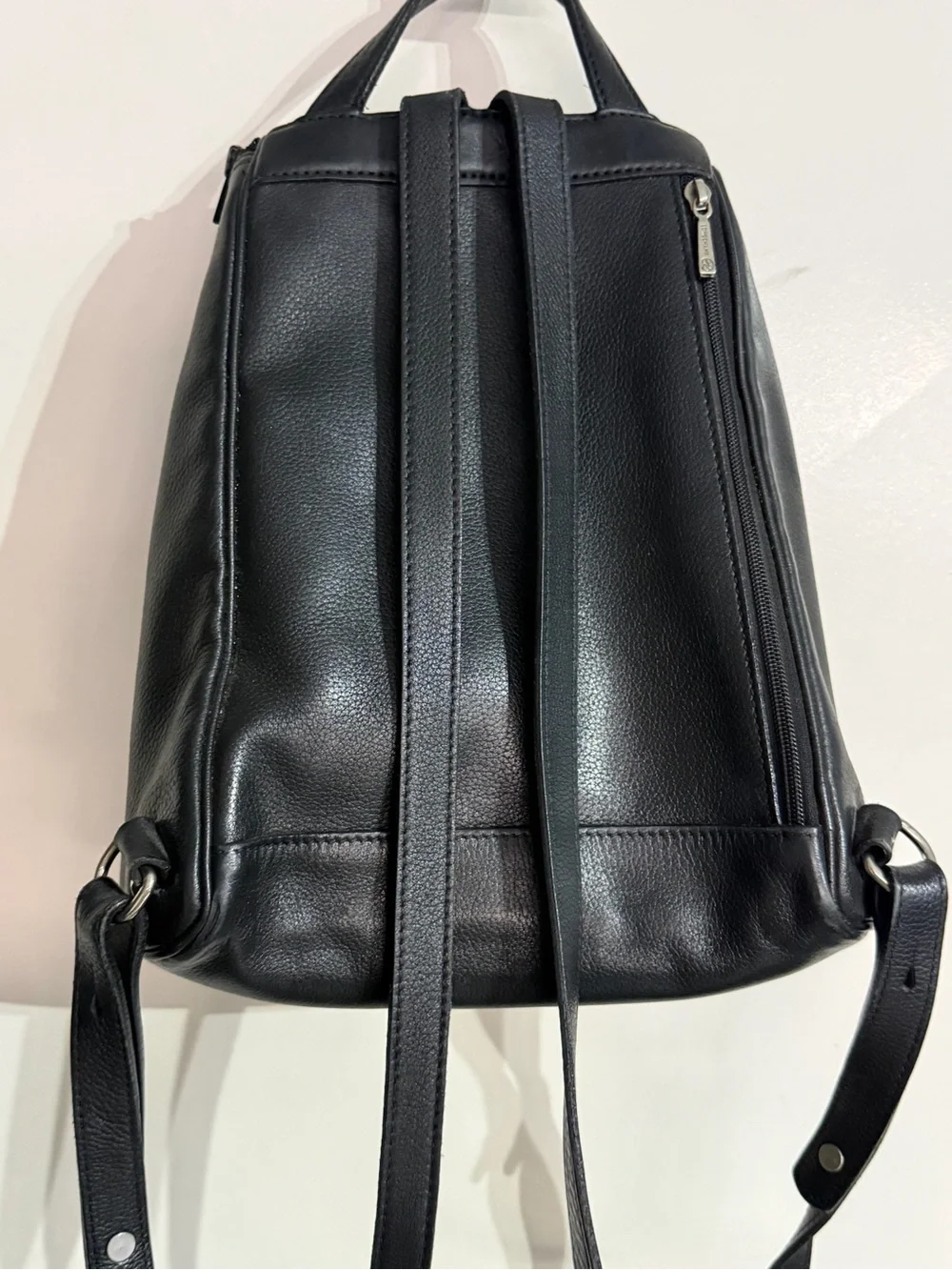 VTG Longchamp Paris Black Leather Backpack